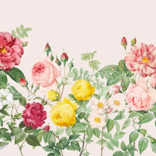 Pink Spring Flowers Vintage Floral Wallpaper Mural