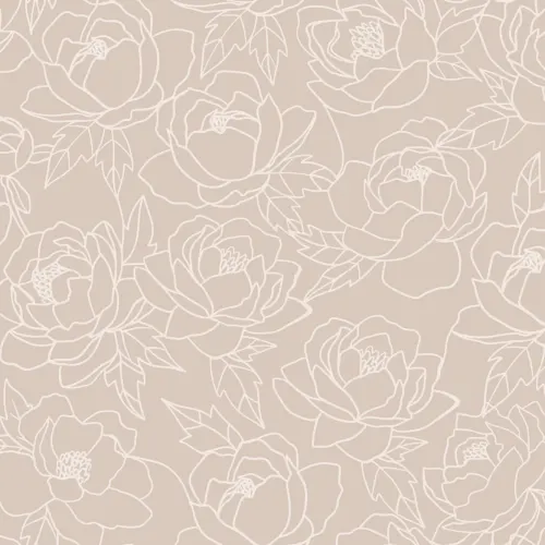 Neutral Line Drawing Floral Pattern Wallpaper Mural