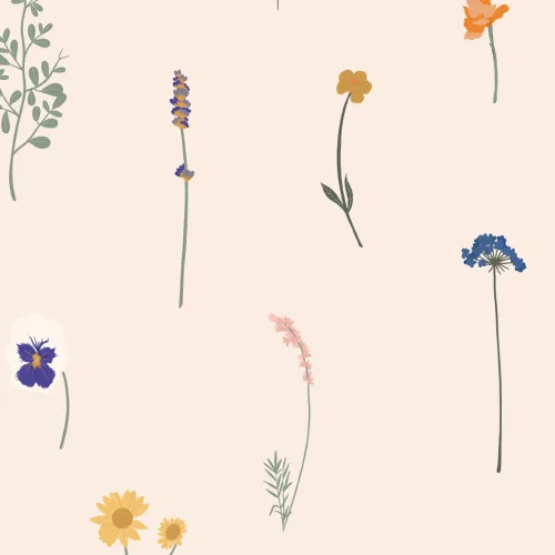 Pressed Flower Repeat Pattern Wallpaper