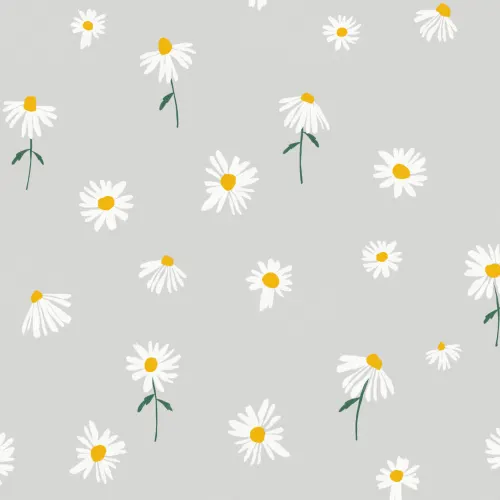 Ljusgrå målad Daisy Repeat Pattern Wallpaper