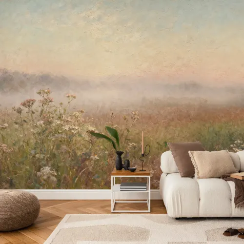 Multicolor Tranquil Meadow Landscape Wall Mural