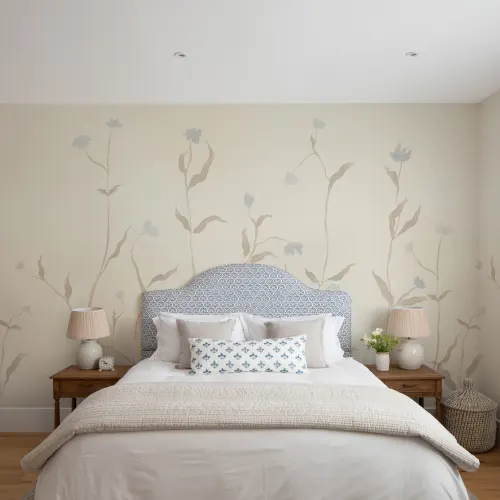 Neutrale Bloemen Aquarel Botanische Sereniteit Muurschildering