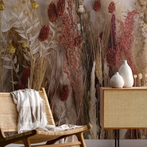 Autumnal Dried Flowers Wallpaper Mural