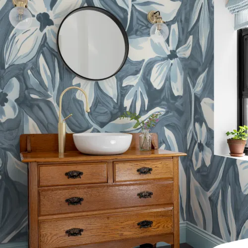 Blue Floral Elegant Botanical Design Wall Mural