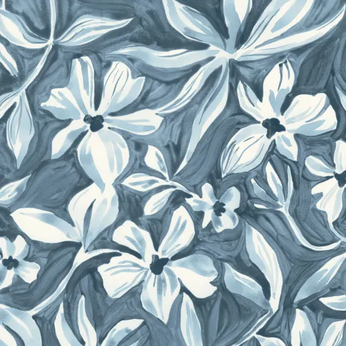 Blue Floral Elegant Botanical Design Wall Mural