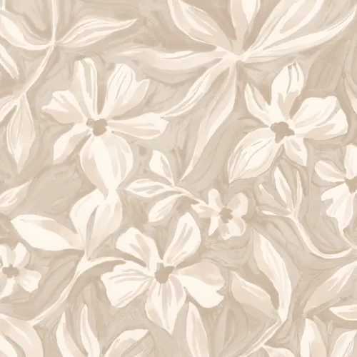 Papier peint panoramique floral beige élégant pour des intérieurs sereins