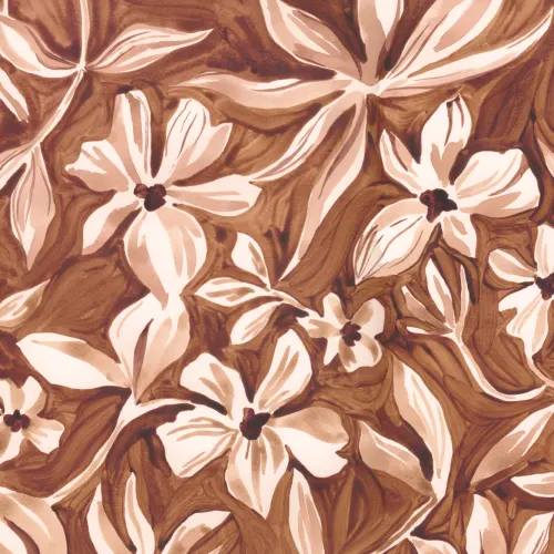 Brun elegant botanisk blomstret fototapet med mønster