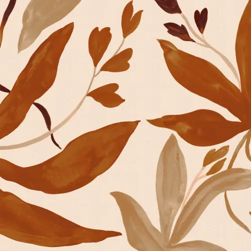 Carta da parati Art Deco botanica arancione per un tocco chic e rilassato
