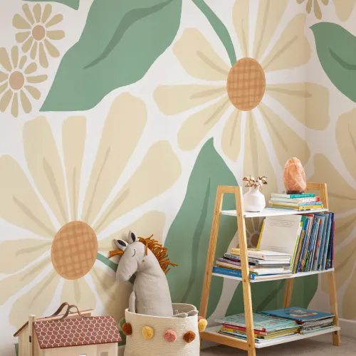 Large Daisy Flower Market Wallpaper Mural