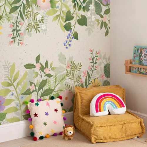 Bright Floral Garden Landscape Wallpaper Mural