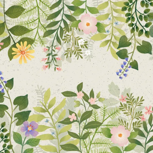 Bright Floral Garden Landscape Wallpaper Mural
