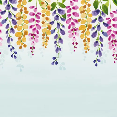 Bunte hängende Blumen Fototapete