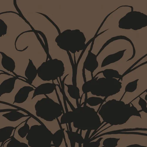 Brown Floral Silhouette Art Vintage Botanical Mural
