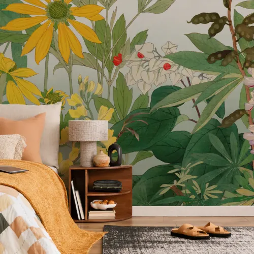 Lupin Japanese Watercolor Floral Mural