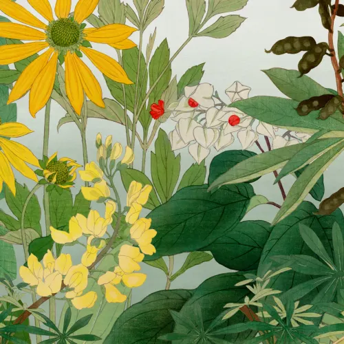 Lupin Japanese Watercolor Floral Mural