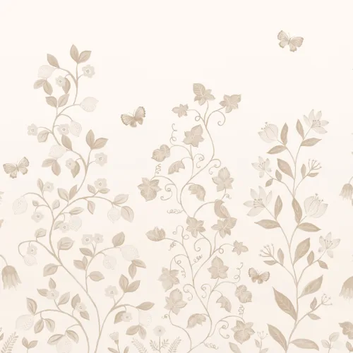 Carta da parati beige con botanici arrampicati