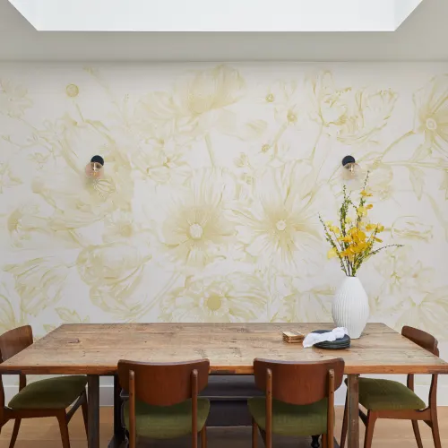 Mural de bouquet floral ilustrado amarelo