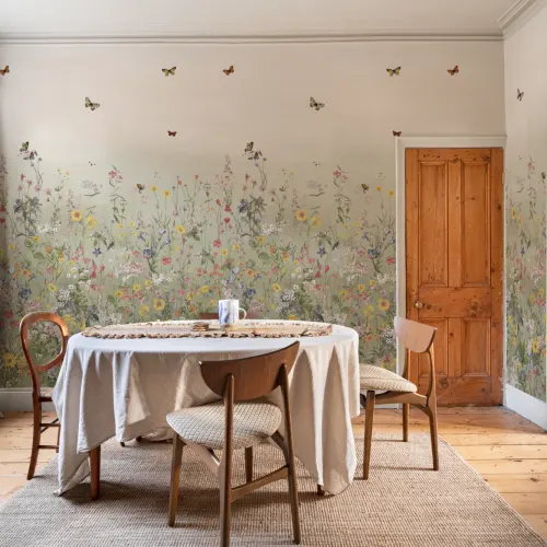 Green Ombre Wildflower and Butterfly Mural