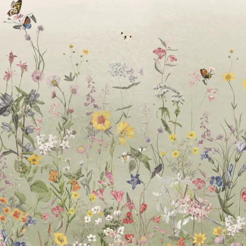 Green Ombre Wildflower and Butterfly Mural