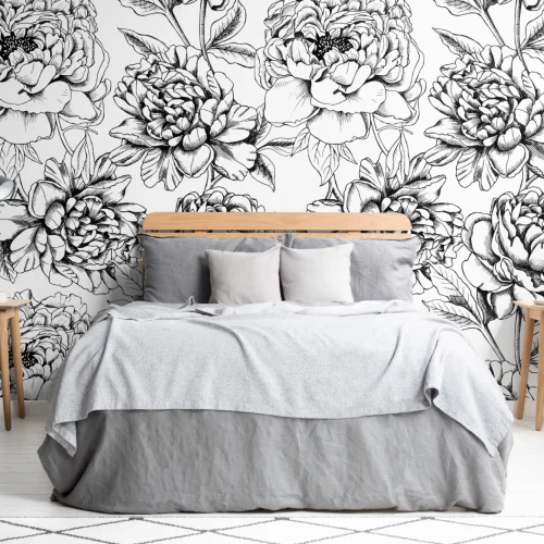 Illustrated Floral Color In Wallpaper Mural
