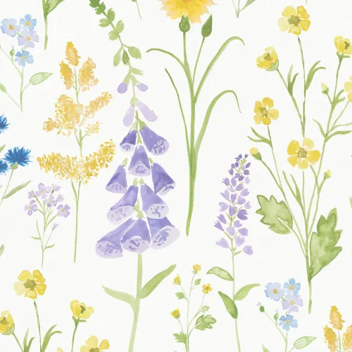 Foxglove & Forget Me Not Flower Garden Wallpaper Mural