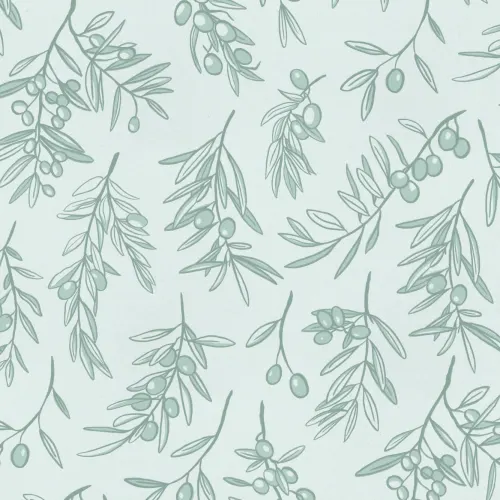 Mint Green Ancient Greek Olive Branch Pattern Wallpaper Mural