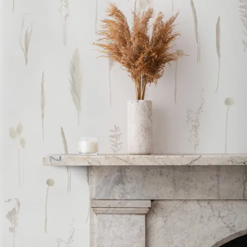 Neutral Dried Flowers Botanical Repeat Pattern Wallpaper