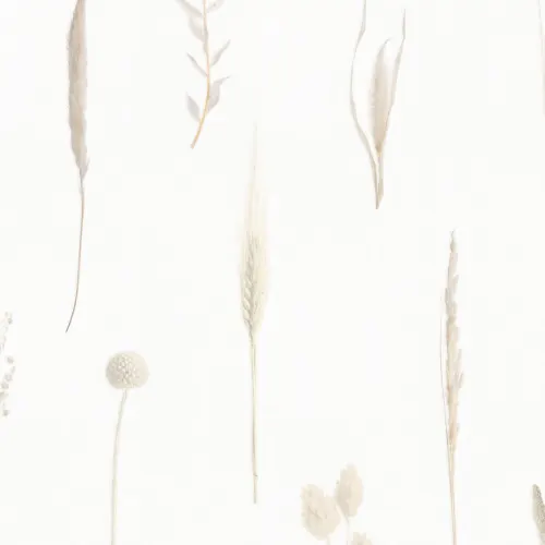 Neutral Dried Flowers Botanical Repeat Pattern Wallpaper