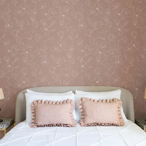 Roze Abstract Bloemen Herhaal Patroon Behang