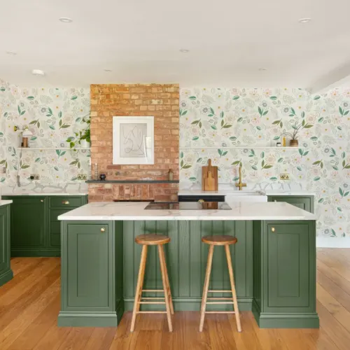 Pastel Floral Block Print Wallpaper