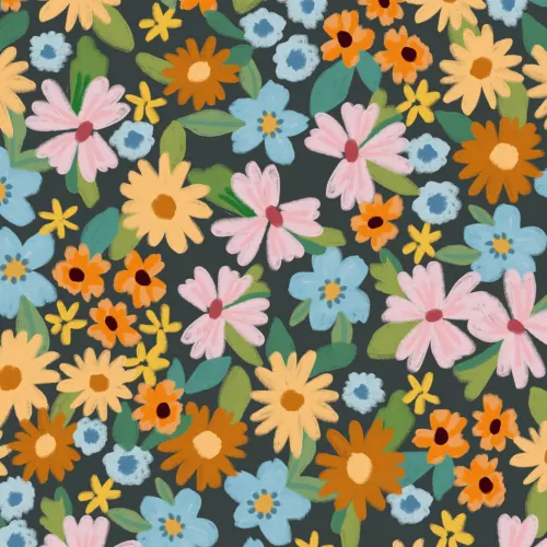 Bright Multicolor Playful Floral Print Tapet