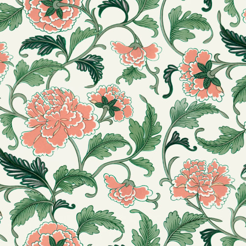 Peony Chinese Ornaments Illustrations Cream Wall Mural