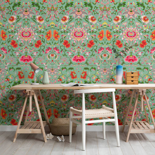 Owen Jones Ornamentos chineses Ilustrações Mural de parede verde