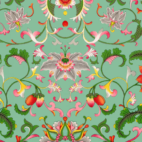 Owen Jones Ornamentos chineses Ilustrações Mural de parede verde