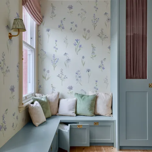 Soft Blue Floral Harmony Wallpaper For Serene Spaces Mural