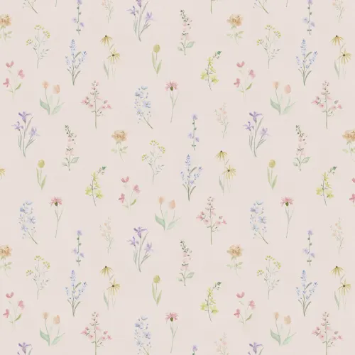 Veelkleurige vintage bloemen muurschildering voor tijdloze charme