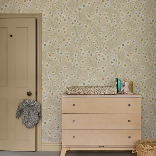 Yellow Wildflower Vintage Floral Wallpaper Mural