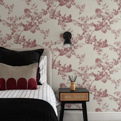 Rosetta Red Vintage Floral Wallpaper Design Statement Mural