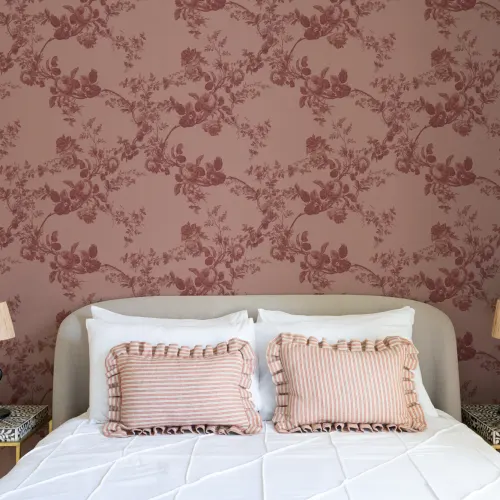Carta da parati floreale vintage scura con eleganza Rosetta