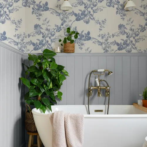 Blue Vintage Floral Elegance Pattern Wallpaper Mural