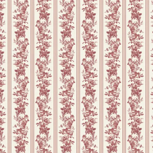 Red Vintage Floral Stripe Wallpaper Mural