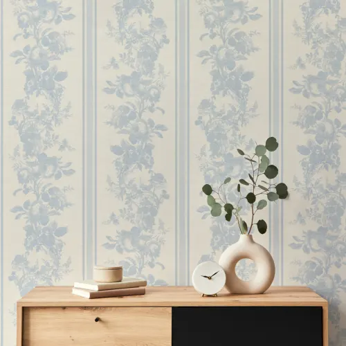Light Blue Vintage Floral Sophisticated Pattern Mural