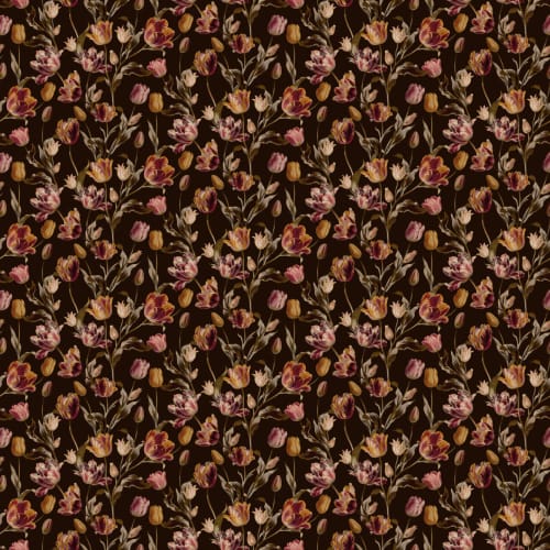 Elegância floral vintage escura para paredes de destaque