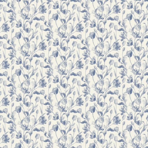 Blaue botanische Tapete mit floralem Design als Muster-Fototapete