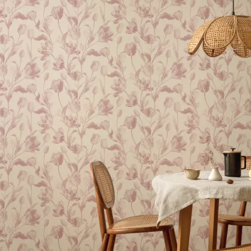 Pink Vintage Floral Elegance Wallpaper Mural