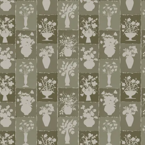 Zielona botaniczna kwiatowa designerska fototapeta rzemieślnicza