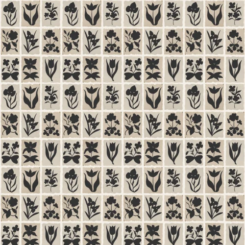 Black Floral Vintage Style Wall Mural Creates Elegance