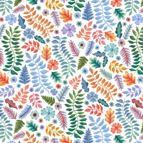 Colorful Indian Print Floral Leaf Wallpaper