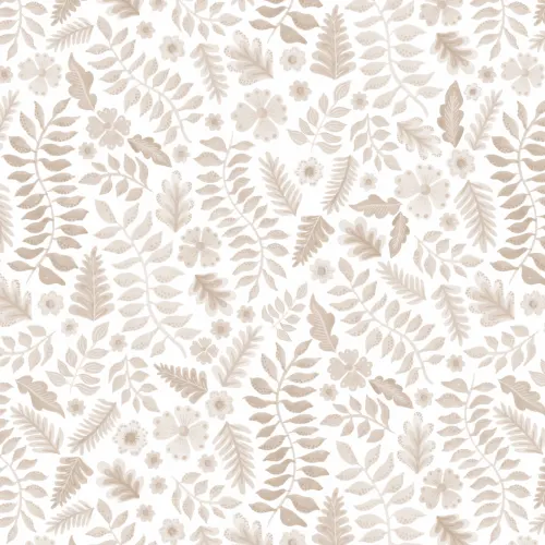 Beige Tapete mit indischem Muster und Blumenblättern
