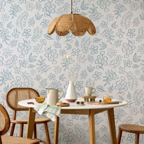 Blauw Scandinavisch Motief Behang